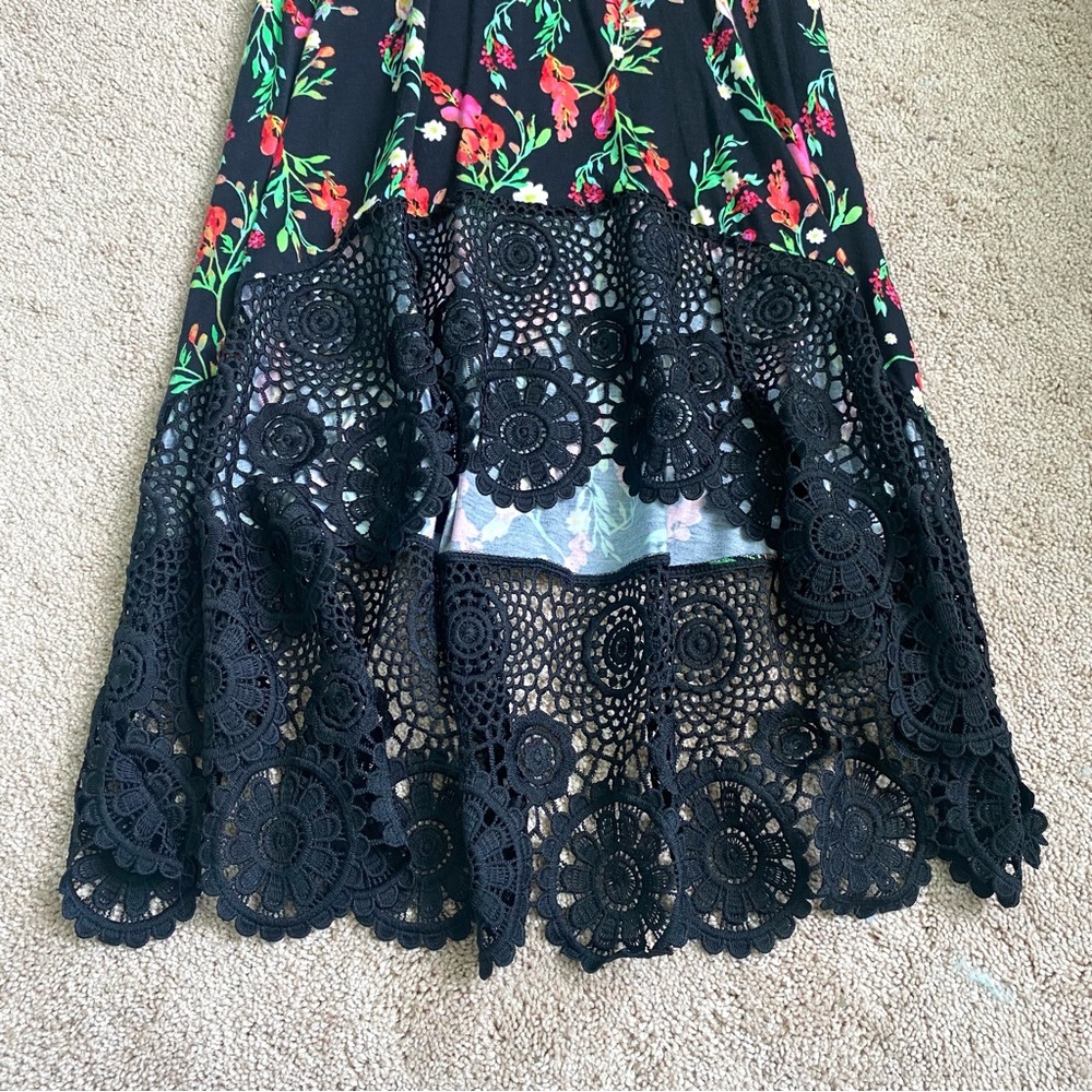 Cupio Black Floral Crochet Cold Shoulder Maxi Dress - Picture 5 of 7
